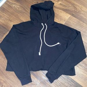 cropped black drawstring hoodie